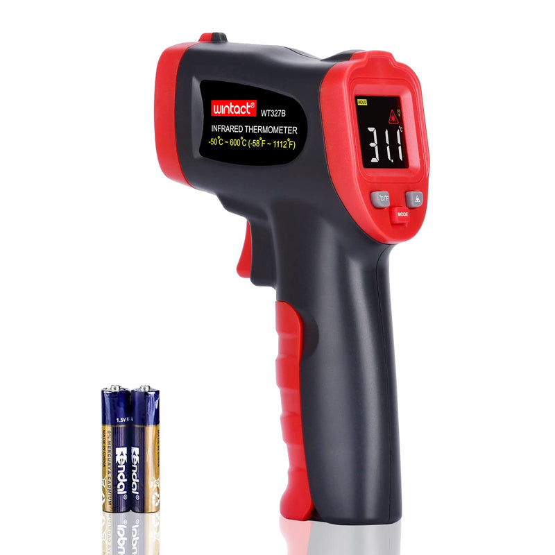 [Australia - AusPower] - Wintact Infrared Thermometer Gun, ﹣58℉ to 1112℉ (-50℃ to 600℃) Non-Contact Digital Laser Thermometer, Adjustable Emissivity, Max Measure for Kitchen Cooking Food Grill Meat Oven (Not for Human) 