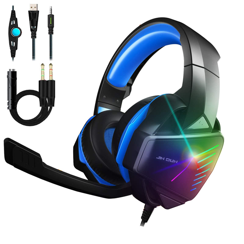 [Australia - AusPower] - PS4 Gaming Headset Xbox One Headset with 7.1 Stereo Surround Sound Noise Canceling Over Ear Headphones with Mic PC Headset 50mm Drivers Compatible with Xbox One/Switch/PC/PS3/Mac/Laptop Blue 