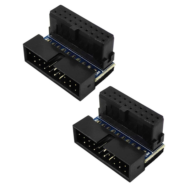 [Australia - AusPower] - (2-Pack) COMeap USB 3.0 20 Pin Male to Female L Turn 90 Degree Right Angle Power Adapter Board for Motherboard (Down Angled) Down Angled 