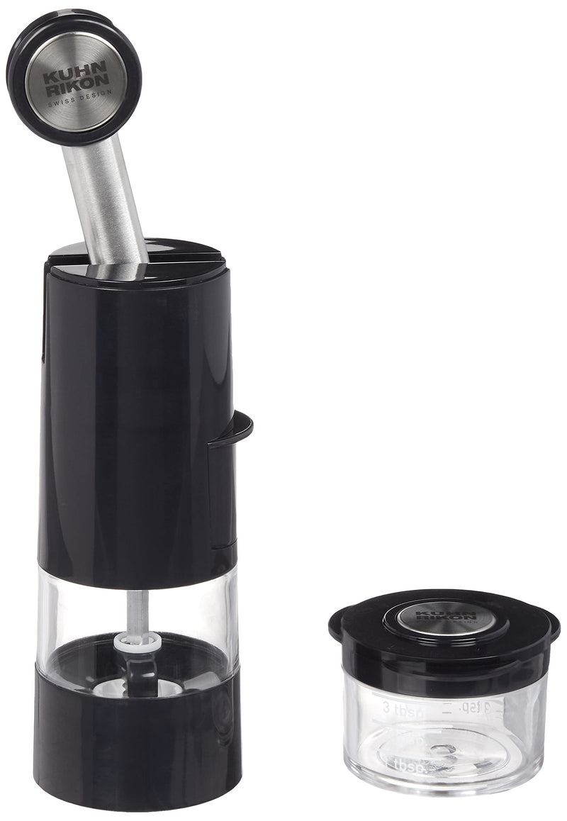 [Australia - AusPower] - Kuhn Rikon Essential Adjustable Ratchet Grinder with Ceramic Mechanism for Salt, Pepper and Spices, 8 x 2.5 inches, Black 