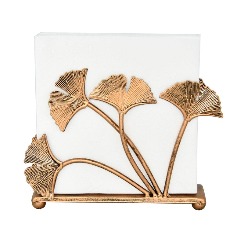 [Australia - AusPower] - OwlGift Modern Ginkgo Leaves Design Napkin Holder for Tables, Metal Paper Napkin Storage for Kitchen, Stylish Paper Towel Dispenser, Mail Letter Sorter Rack, Document File Organizer – Bronze 