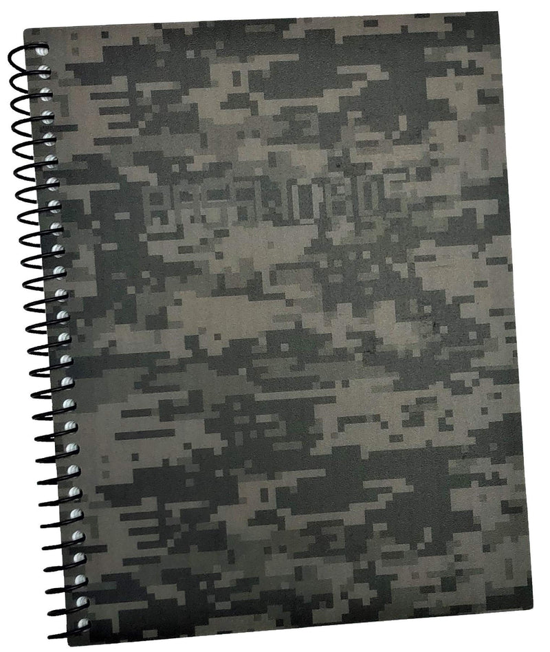 [Australia - AusPower] - RE-FOCUS THE CREATIVE OFFICE, Password Book Keeper, Small, Mini, Green, Camouflage, Alphabetical Tabs, Spiral Bound, Removable Sheets, Journal Organizer, Includes Website, Address, Username, Password Green Camo 