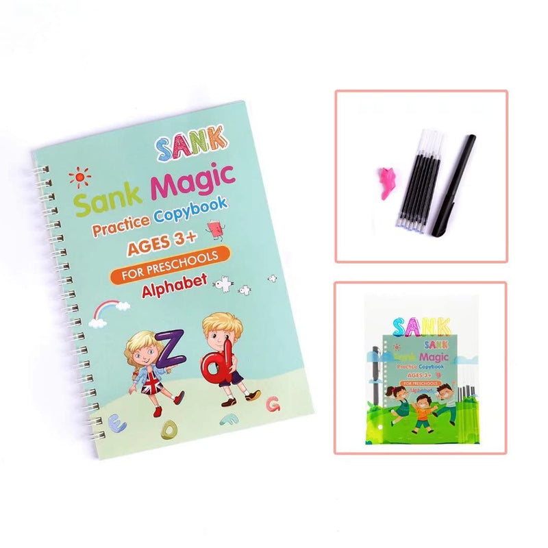 [Australia - AusPower] - Sank Reusable Practice Copybook for Kids - The Print Handwriting Workbook-Reusable Writing Practice Book (Alphabet Book with Pen) Alphabet+Pen 