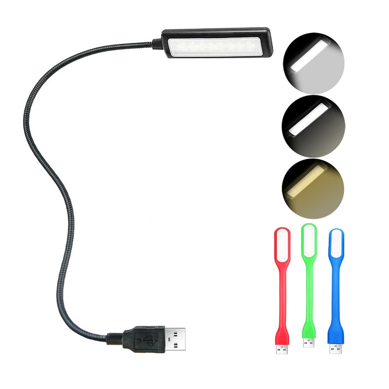 [Australia - AusPower] - USB Reading Light, Laptop Light,Keyboard Light for Computer Adjustable Gooseneck, 3 Color x 3 Brightness USB Lamp/1pc + 3pcs Mini LED Lights (1 + 3) 