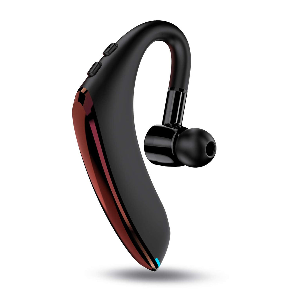 [Australia - AusPower] - Bluetooth Headset V5.0 Wireless Bluetooth Earpiece 25 Hrs Talktime 230 Hours Standby Time, Fit Your Both Ear, Handsfree Headset with Noise Cancelling Mic, Compatible with iPhone and Android (Red) Red 