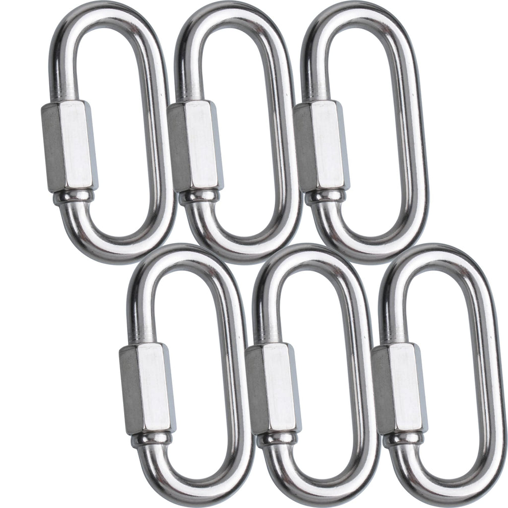 [Australia - AusPower] - 6 Pack 5/16" Threaded Quick Link,Alele Stainless Steel Oval Locking Carabiner Clip,M8 Diameter Rope Connector for Trailer,Hammocks, Cable,Swing,Camping M8 Quick Link 6Pack 
