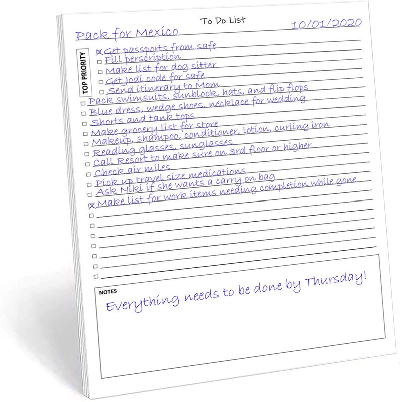 [Australia - AusPower] - TO DO List Notepad, 50 Pages Task Pad with Checklist, Priority & Notes Sections for Added Efficiency. A Planner for Organized People. 11 X 8.5 Inch A4 Tear Sheets. Made in the USA. 