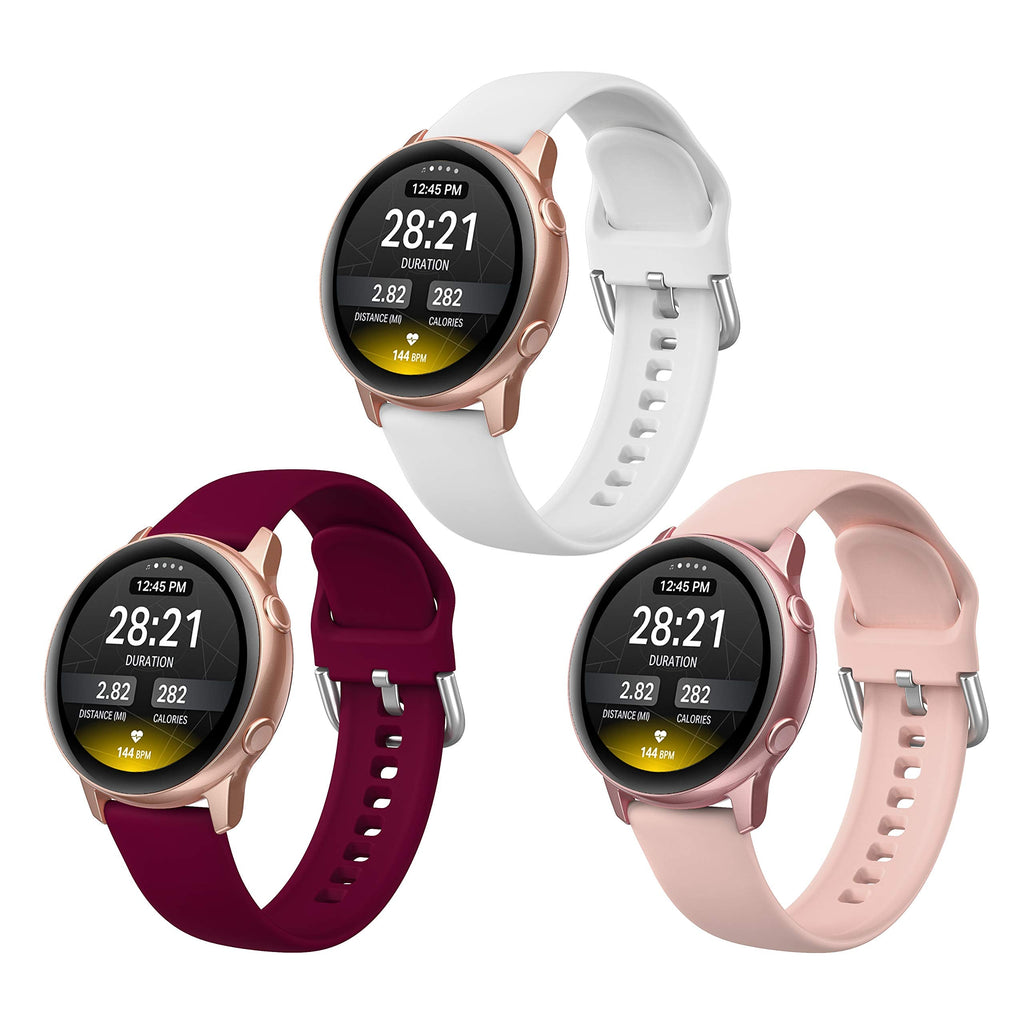 [Australia - AusPower] - EDIMENS Sport Bands Compatible with Samsung Galaxy Watch 3 41mm / Galaxy Watch Active 2 44mm / Active 40mm, 3 Pack 20mm Soft Silm Silicone Replacement Strap for Galaxy Watch 42mm Smartwatch Women Men Small Size - 5.5"-6.7" 