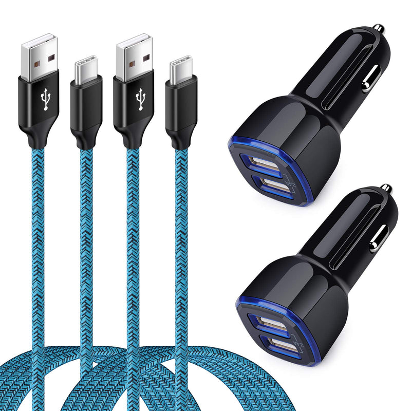 [Australia - AusPower] - Dual USB Car Charger with Fast Charge Type C USB C Cable Compatible for Moto G Power,G Stylus,G Fast,G7 G8 G9 Play Power Plus,G7 Supra,G6 Plus,Samsung Galaxy S20 S10 A20 A50 A51 A71 A11 A02S S10e A10e Blue 