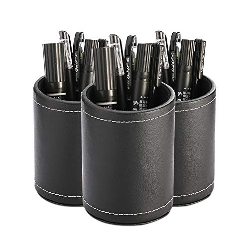 [Australia - AusPower] - PU Leather Pen Container Cup Desktop Stationery Storage Box Office Supplies Storage Box（A Pen Holder） 