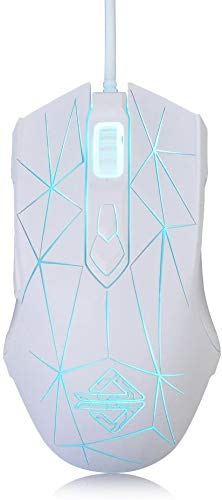 [Australia - AusPower] - RGB Lightweight Gaming Mouse, Programmable 7 Buttons, Ergonomic LED Backlit USB Gamer Mice Computer Laptop PC, for Windows Mac OS Linux, Pink (Star White) star white 