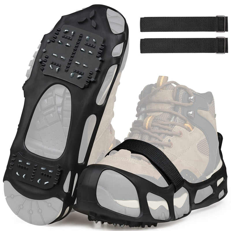 [Australia - AusPower] - Ice Cleats for Shoes and Boots,Snow Traction Cleats Crampons for Women Men Kids Anti Slip 24 Spikes Shoes Walk Traction Cleats on Snow and Ice With Adjustable Strap Small(3.5-5 men/5.5-7 women) 