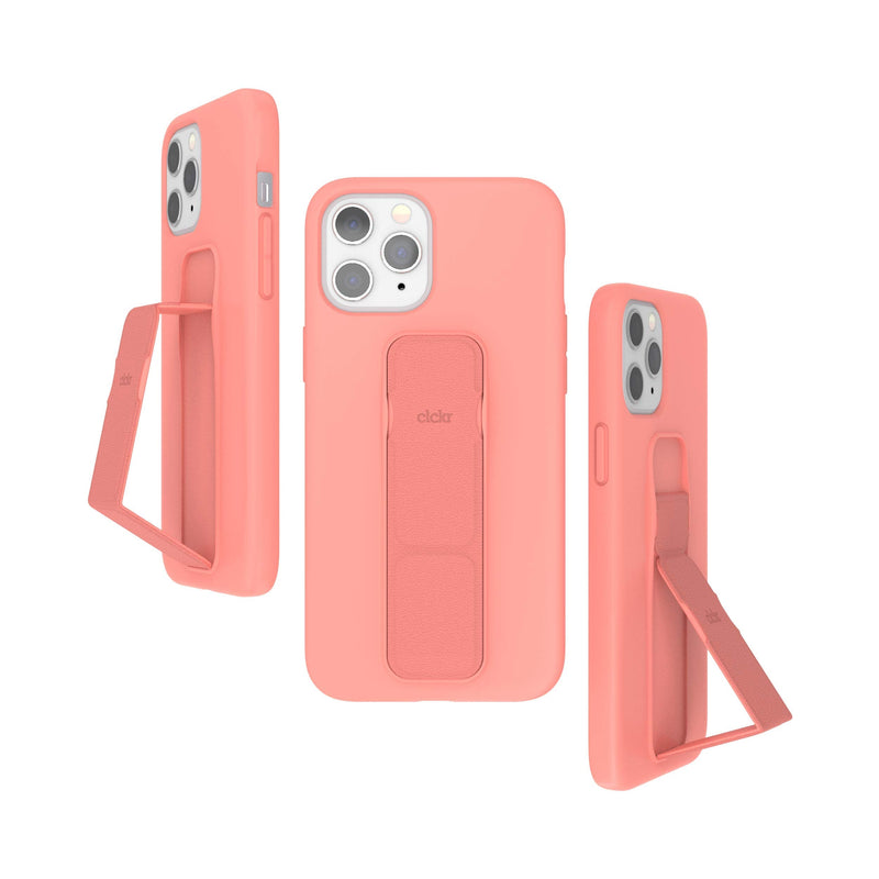 [Australia - AusPower] - CLCKR Compatible with iPhone 12 Pro Max Case with Kickstand, Phone Grip and Expanding Stand, Cell Phone Cover with Grip Holder, Minimal Coral 