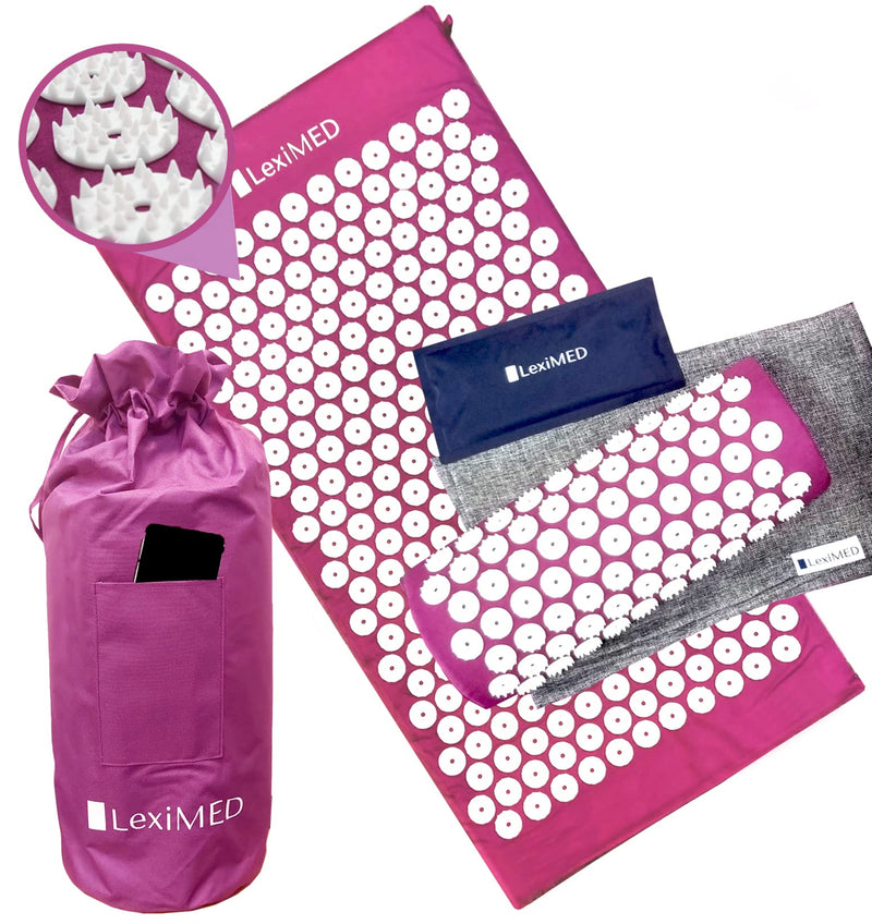 [Australia - AusPower] - Extended Acupressure Mat and Pillow Set + Gel Pack+ Blanket+ Travel Bag, Lotus Mat Relax Neck Lower Back Lumbar Great for Muscle Relaxation After Yoga Workout 