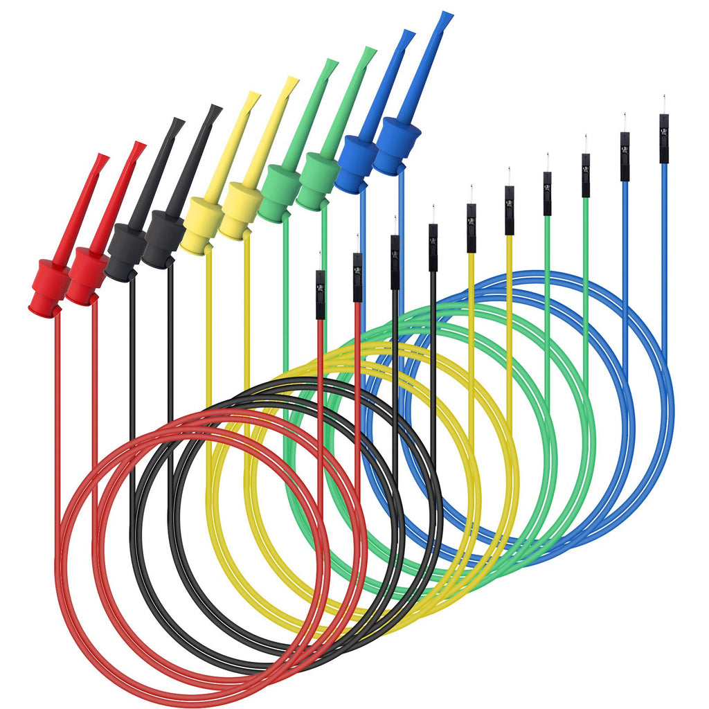 [Australia - AusPower] - Goupchn Mini Grabber Test Hooks to Breadboard Male Jumper Wires Soft Flexible Silicone Test Leads for Electrical Testing P1534 