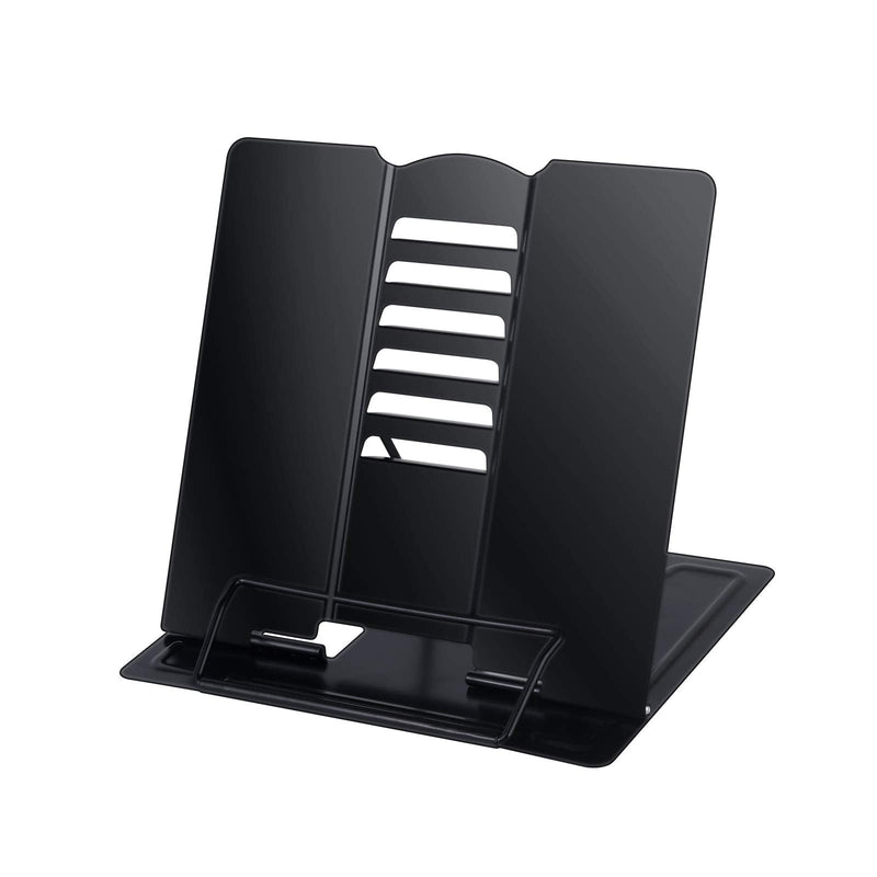[Australia - AusPower] - Blizzow Desk Book Stand Holders for Reading Hands Free, Durable Metal Adjustable Book Stand, Sturdy Lightweight Foldable Portable Bookstand -Cookbook, Recipe, Tablet, Music Book, Documents (Black) Black 