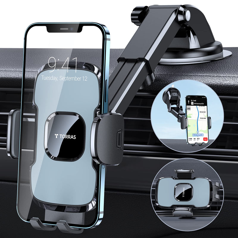 [Australia - AusPower] - TORRAS Car Phone Holder Mount, [Heavy Duty] Cell Phone Holder for Car Dashboard Windshield Air Vent, Car Phone Mount Cell Phone Car Mount Compatible with iPhone 13 12 Pro Max Galaxy Note S21 Ultra 