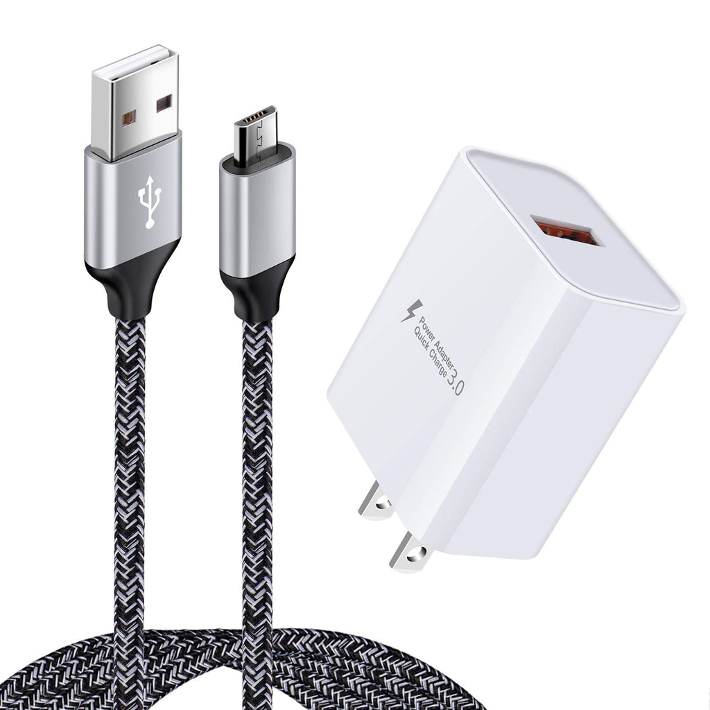 [Australia - AusPower] - Android Charger, Fast Phone Charger Android Fast Charging Plug Wall Charger Rapid Micro USB Charger Cable Compatible for Samsung Galaxy S7,S6,J8,J7,J3V, LG Stylo 2 3 Plus,Moto G5,G5 Plus,E5 Play E6 E4 White 
