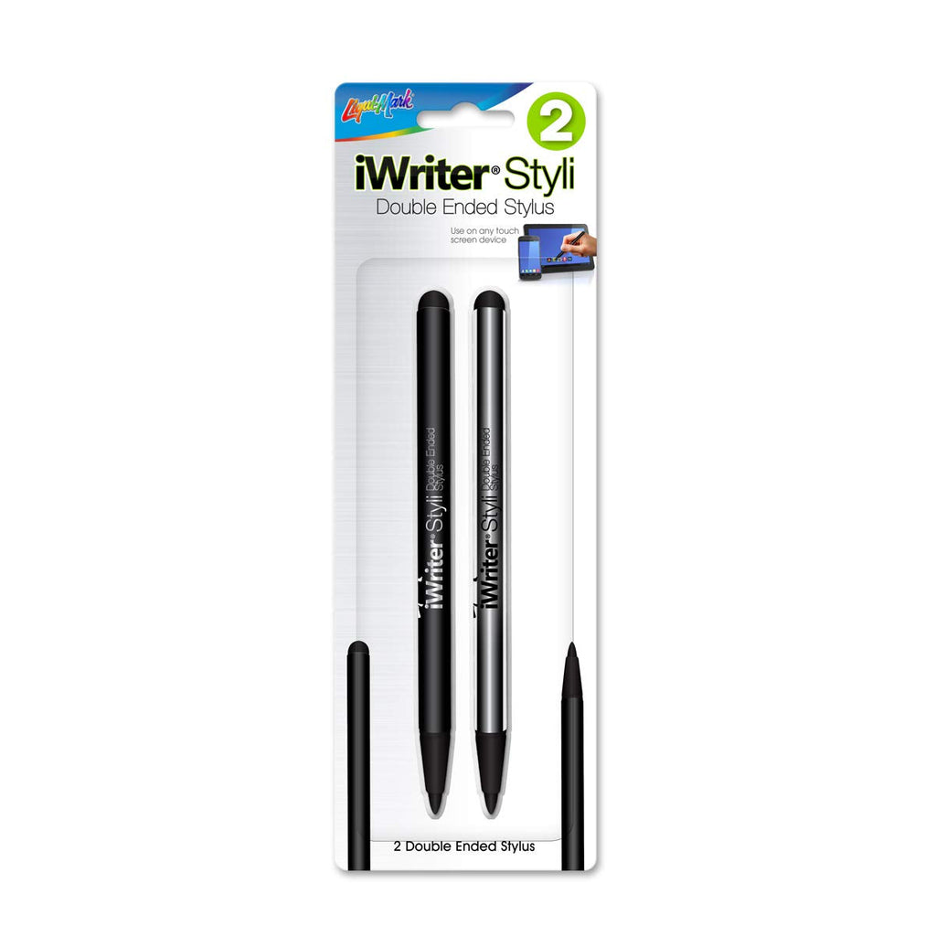 [Australia - AusPower] - 2 Pack iWriter® Styli – Double Ended Stylus for Touch Screen Devices - Black & Silver 