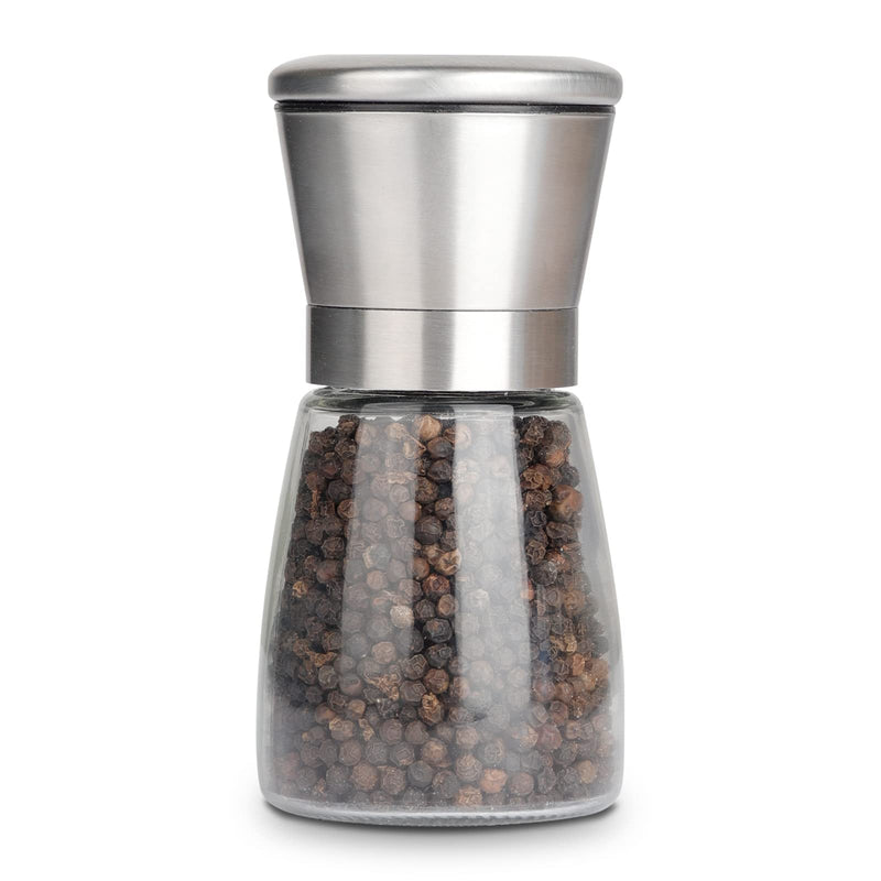 [Australia - AusPower] - Pepper Grinder Pepper Mill, Salt Grinder Refillable, Adjustable Coarseness Black Pepper Grinder, Stainless Steel Sea Salt Shaker with Ceramic Rotor (Single Package) 