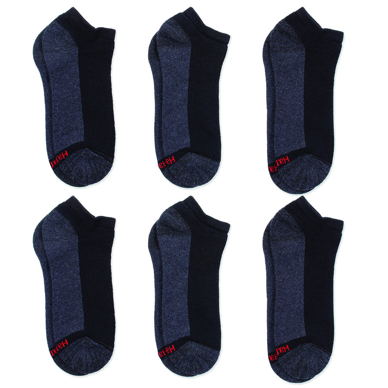 [Australia - AusPower] - Hanes Men's Max Cushion Low Cut Socks, 6-pair Pack 6-12 Black/Grey Foot Bottom 