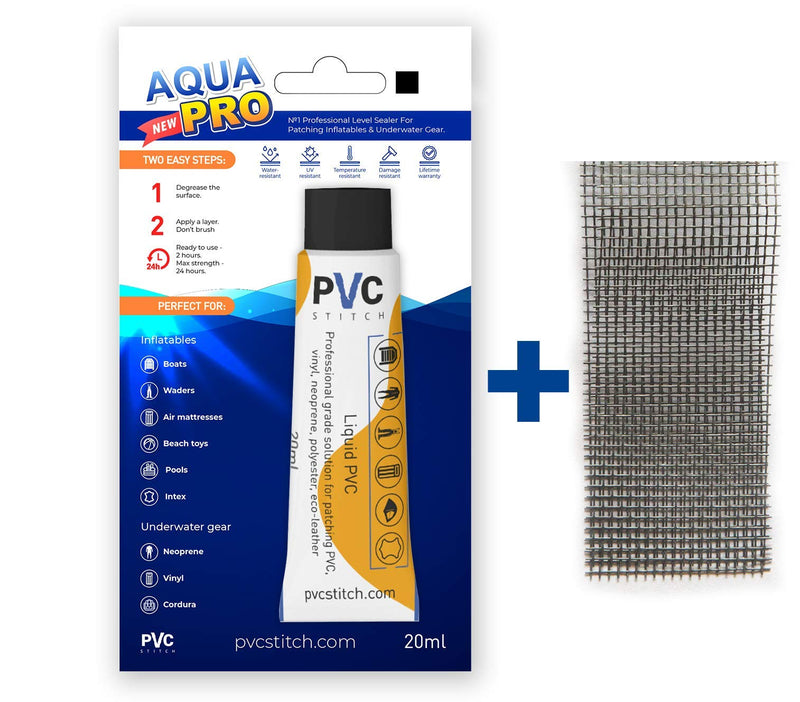 [Australia - AusPower] - AquaPro BLACK Liquid Patch Waterproof Repair Kit For Vinyl Inflatable & Underwater Gear | Sealer +Cord | 