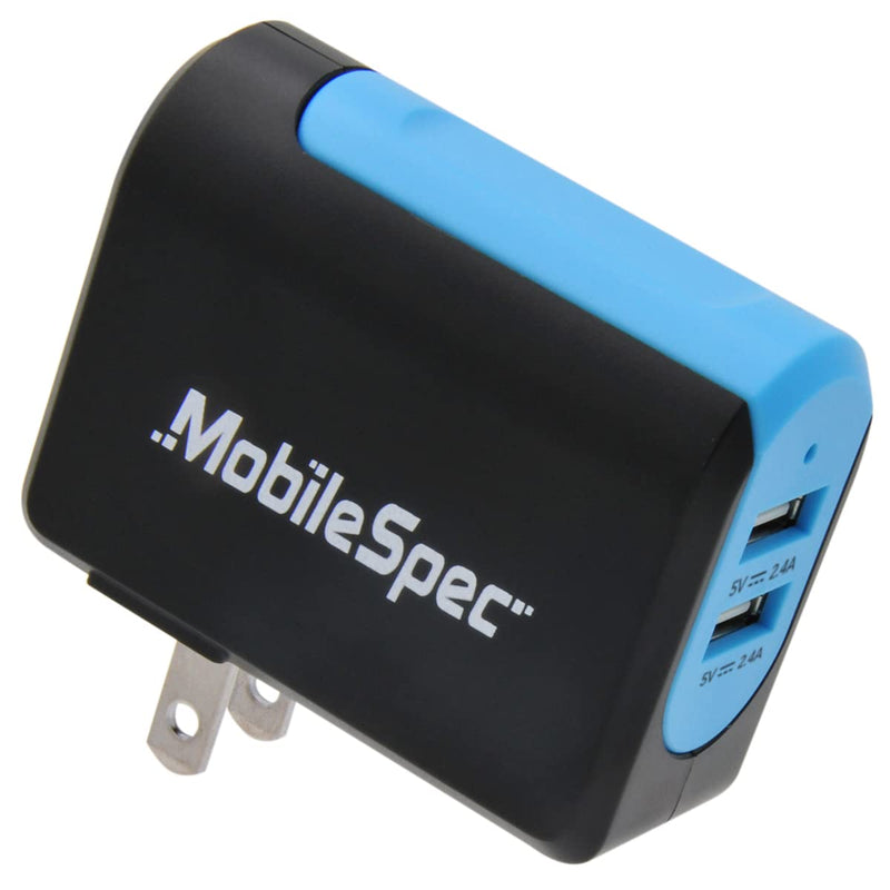 [Australia - AusPower] - Mobile Spec MBS01202 Dual Port USB Wall Charger,Black and Blue 