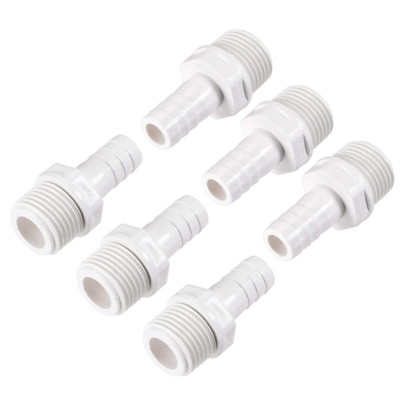 [Australia - AusPower] - uxcell PVC Tube Fitting Adapter 12mm Barbed x G1/2 Male White for Aquariums, Water Tanks, Tubs, Pools 6Pcs 