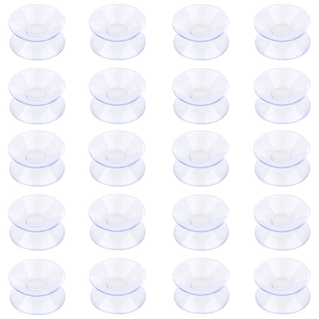 [Australia - AusPower] - Pawfly 20 Pack Double Sided Suction Cups 1.2 Inch Clear PVC Plastic Sucker for Glass Table Mirror 