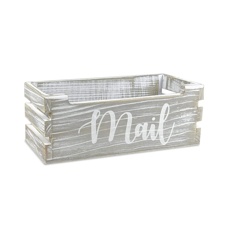 [Australia - AusPower] - Rustic Wood Tabletop Mail Holder Box, Desktop Mail Organizer, Farmhouse Mail Organizer Countertop, Mail Holder,Letter Holder, Mail Storage Box, Bill Coupon Organizer, Letter Sorter Tray, Grey 
