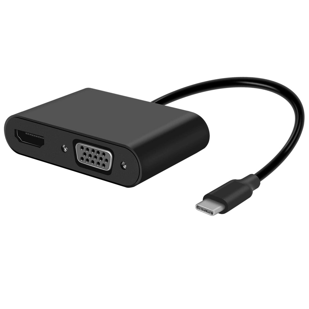 [Australia - AusPower] - USB C to HDMI VGA Adapter, USB Type C to Dual VGA HDMI Splitter Converter, Compatible MacBook Pro,Surface go, Samsung Galaxy S8/S9 and More 