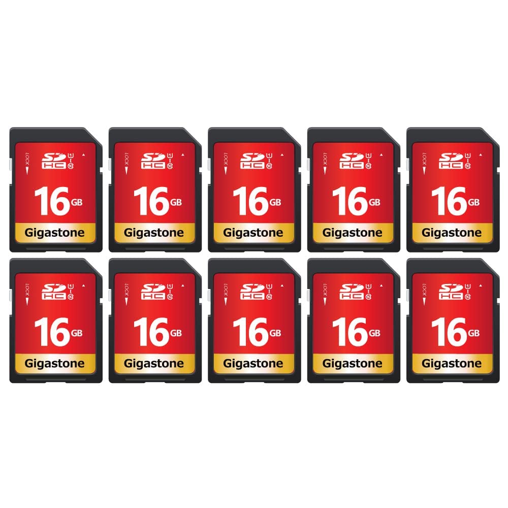 [Australia - AusPower] - Gigastone 16GB 10-Pack SD Card UHS-I U1 Class 10 SDHC Memory Card High-Speed Full HD Video Canon Nikon Sony Pentax Kodak Olympus Panasonic Digital Camera, with 10 Mini Cases SD 16GB U1 10-Pack 