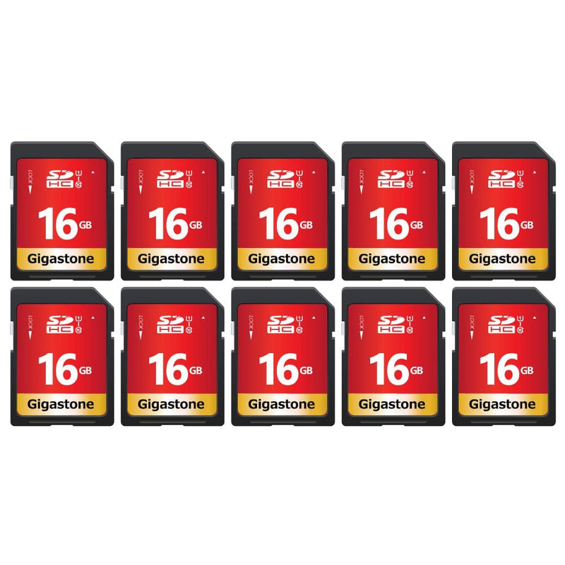 [Australia - AusPower] - Gigastone 16GB 10-Pack SD Card UHS-I U1 Class 10 SDHC Memory Card High-Speed Full HD Video Canon Nikon Sony Pentax Kodak Olympus Panasonic Digital Camera, with 10 Mini Cases SD 16GB U1 10-Pack 