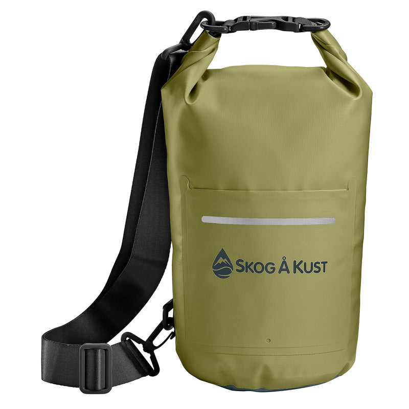 [Australia - AusPower] - Skog Å Kust DrySåk Waterproof Floating Dry Bag with Exterior Zippered Pocket | for Kayaking, Rafting, Boating, Swimming, Camping, Hiking, Beach, Fishing | 10L & 20L Sizes 5 Liter Army Green 5L 