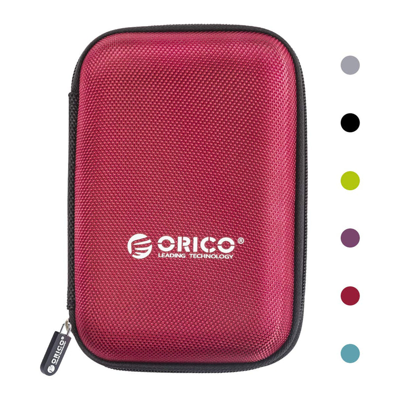 [Australia - AusPower] - ORICO Hard Drive Case 2.5 inch External Drive Storage Carrying Bag Waterproof Shockproof with Inner Size 5.5x3.5x1.0inch for Organizing HDD and Electronic Accessories, Red(PHD-25) 