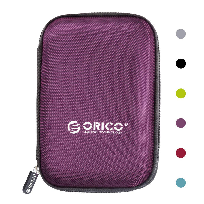 [Australia - AusPower] - ORICO Hard Drive Case 2.5 inch External Drive Storage Carrying Bag Waterproof Shockproof with Inner Size 5.5x3.5x1.0inch for Organizing HDD and Electronic Accessories, Purple(PHD-25) 