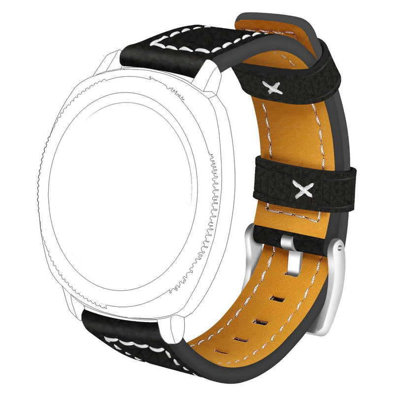 [Australia - AusPower] - Tencloud Straps Compatible with Umidigi Uwatch 2S Watch Band 22mm, Replacement Leather Band Wristband for Umidigi Uwatch 2S Smartwatch Women Men Black 