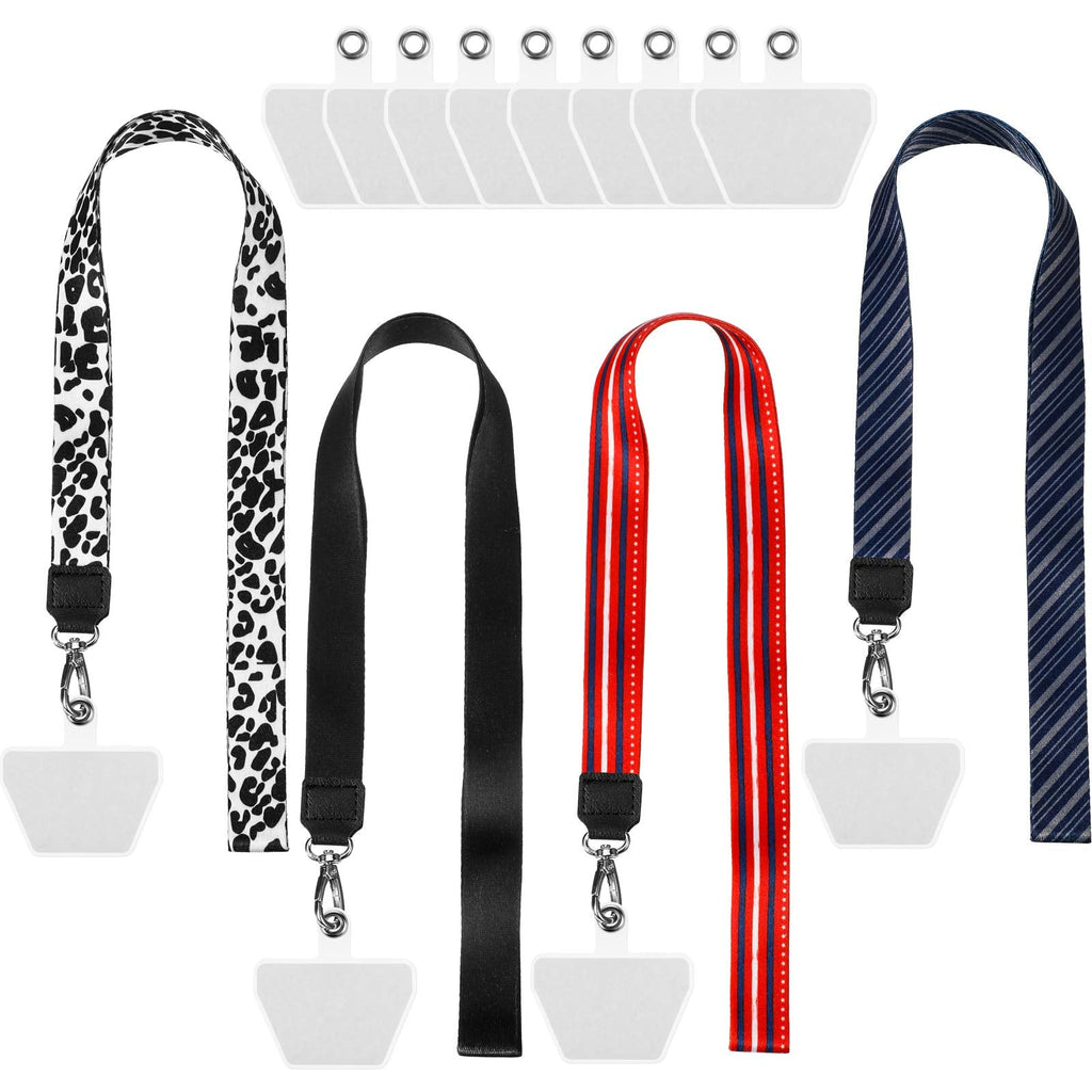 [Australia - AusPower] - 4 Pieces Universal Phone Lanyard Neck Straps and 8 Pieces Durable Phone Tether Patches, Cell Phone Neck Lanyard with Patch Compatible with Most Smartphones for Case ID Badges Holder 