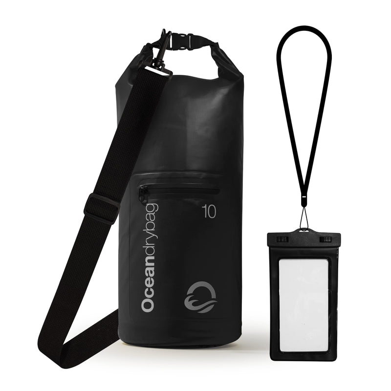 [Australia - AusPower] - Ocean Dry Bag 10L 20L 40L Waterproof All Weather Durable Lightweight Floating Dry Bags Marine Bags Waterproof Back Pack Dry Bags for Kayaking - Free Mobile Phone Case 10L Black 