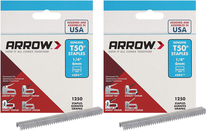 [Australia - AusPower] - Arrow Fastener 504 Genuine T50 1/4-Inch Staples, Pack of 2 