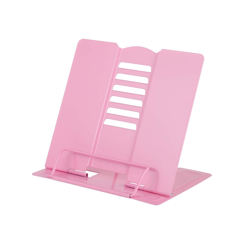 [Australia - AusPower] - Blizzow Desk Book Stand Holders for Reading Hands Free, Durable Metal Adjustable Book Stand, Sturdy Lightweight Foldable Portable Bookstand -Cookbook, Recipe, Tablet, Music Book, Documents (Pink) Pink 