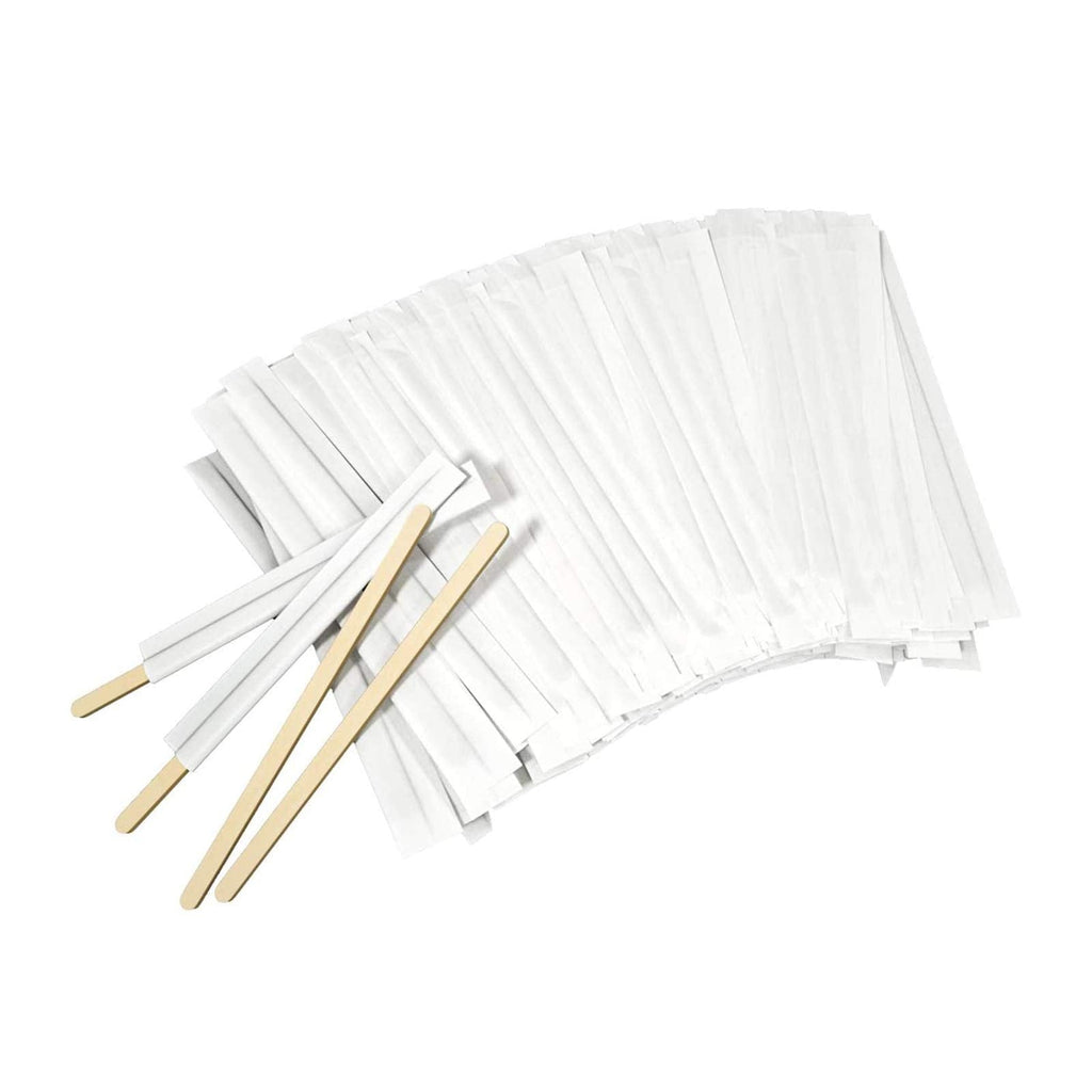 [Australia - AusPower] - 100 Pcs Coffee Stirrers,5.5Inch Natural Wooden Coffee Sticks,Use for Tea,Hot Drinks and Cold Drinks(Individually Wrapped) 