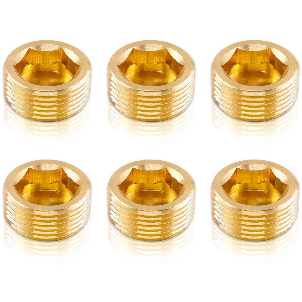 [Australia - AusPower] - Keadic 6 Pieces Brass Pipe Fitting Set, 3/4 inch NPT Pipe Plug Brass Pipe Fitting Internal Hex Thread Socket for Closing the End of Pipe 3/4 inch - 6PCS 