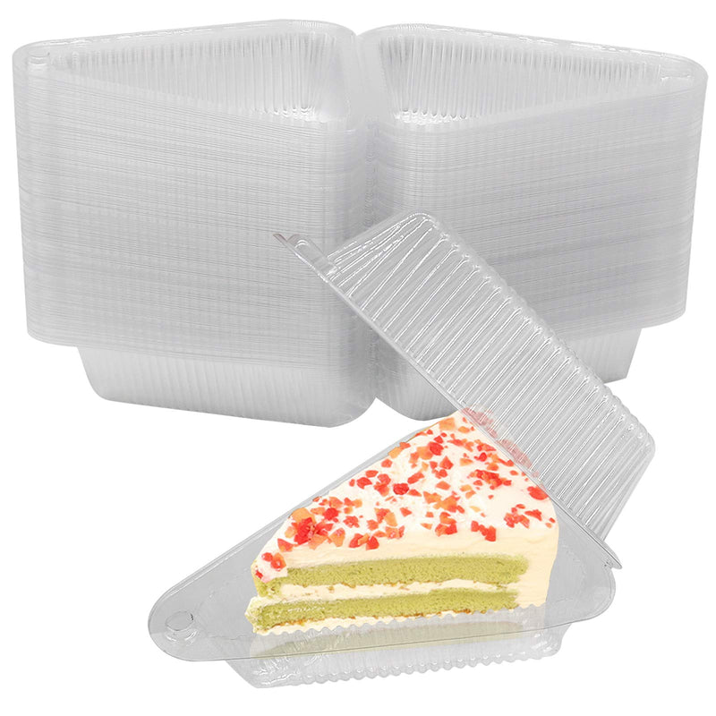 [Australia - AusPower] - 100 Pcs Hinged Deep Plastic Cheesecake Containers, Clear Plastic Cake Slice Take-Out Container for Small Pies, Cakes,Vegetables,Fruit Salad 