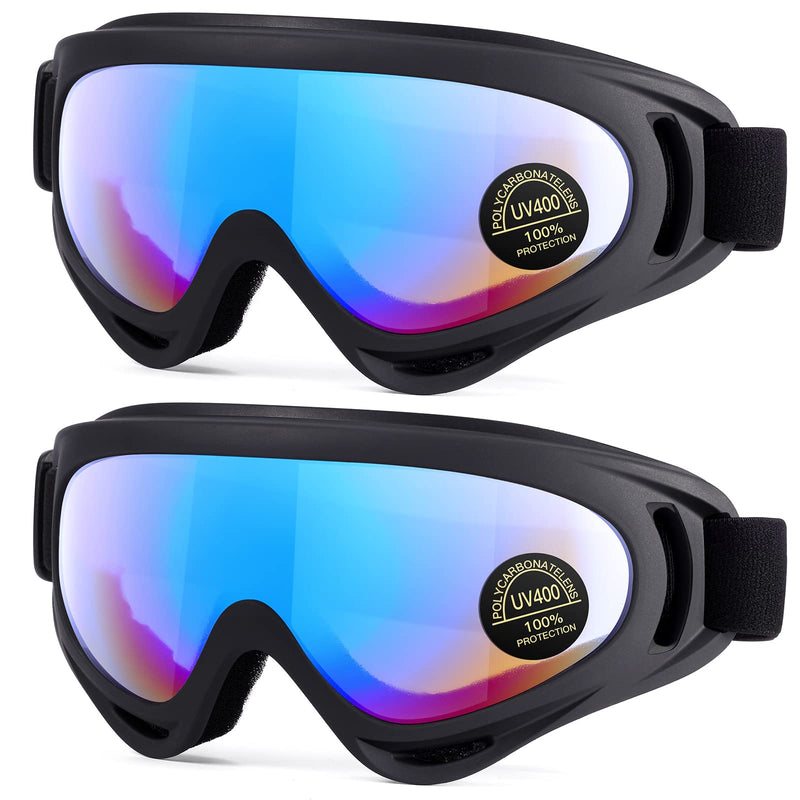 [Australia - AusPower] - MAMBAOUT 2-Pack Snow Ski Goggles, Snowboard Goggles for Men, Women, Youth, Kids, Boys or Girls 01.multicolor Lenses × 2 