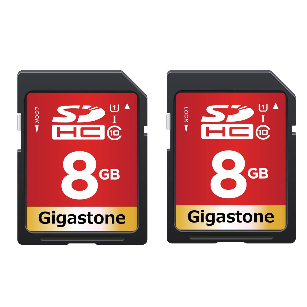 [Australia - AusPower] - Gigastone 8GB 2-Pack SD Card UHS-I U1 Class 10 SDHC Memory Card Full HD Video Canon Nikon Sony Pentax Kodak Olympus Panasonic Digital Camera, with 2 Mini Cases SD 8GB U1 2-Pack 