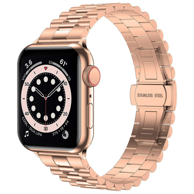 [Australia - AusPower] - Wolait Stainless Steel Band Compatible with Apple Watch 41mm 40mm 38mm,Upgraded Business Metal Replacement Bands for iWatch Series7/ 6/5/4/3/SE -Rose Gold Rose Gold 38/40/41mm(5.3”-7.7”) 