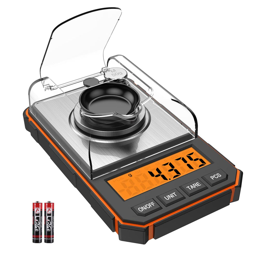 [Australia - AusPower] - ORIA Digital Milligram Scale, Portable Mini Scale, 0.001g Precise Graduation, Professional Pocket Scale with 50g Calibration Weights Tweezers (Batteries Included) 