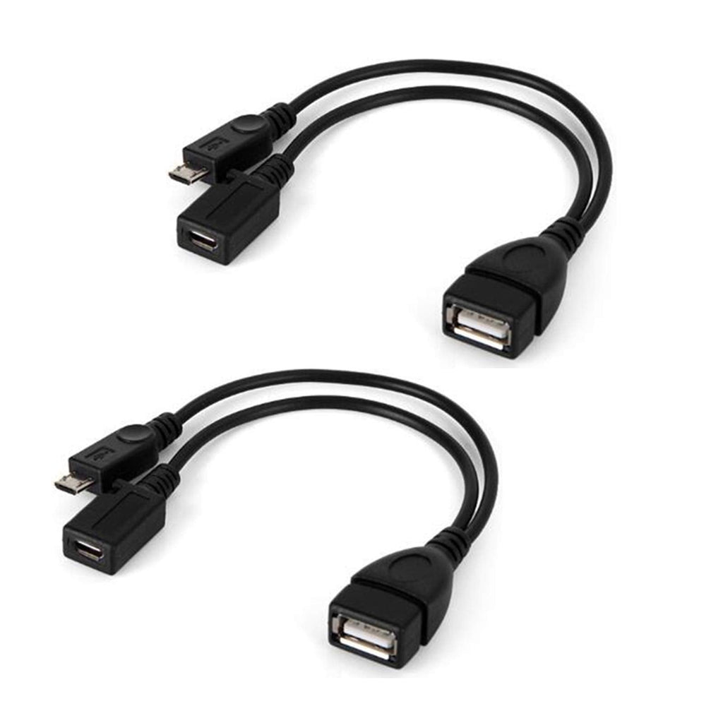 [Australia - AusPower] - 2 Pack OTG Cable Adapter, Norsimda 2-in-1 Powered Micro USB to USB Adapter (OTG Cable + Power Cable) for Smartphones, PS Classic, Pi Zero, Sega Genesis, S/NES Classic etc 