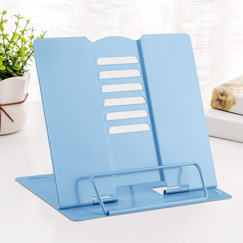 [Australia - AusPower] - MSDADA Desk Book Stand Metal Reading Rest Book Holder Adjustable Cookbook Documents Holder Bookstands for Recipes Textbook Music Books Christmas Gift for Age 3,4,5,6,7,8,9,10+ Boys Girls (Light Blue) Light Blue 